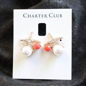 Charter Club Starfish Pearl Earrings Elegant Nautical Jewelry
